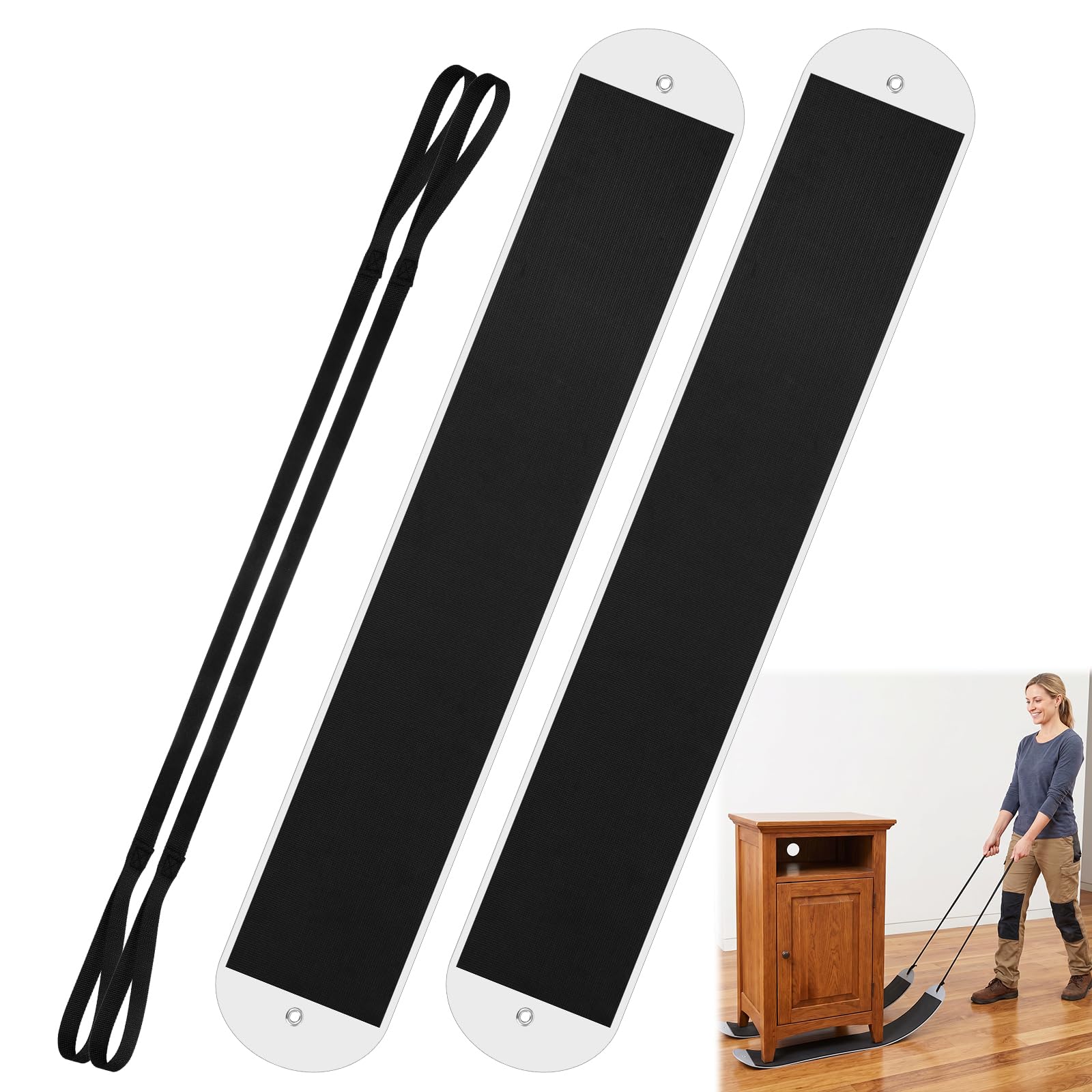View 1 of 2 PCS Long Appliance Slider with Pull Strap Appliance Mover, Moving Furniture Gliders, Furniture Moving Slides, Heavy Duty Sliding Sheet, Thick Non-Scratch Movings Pads for Refrigerators, Safes (4ft)