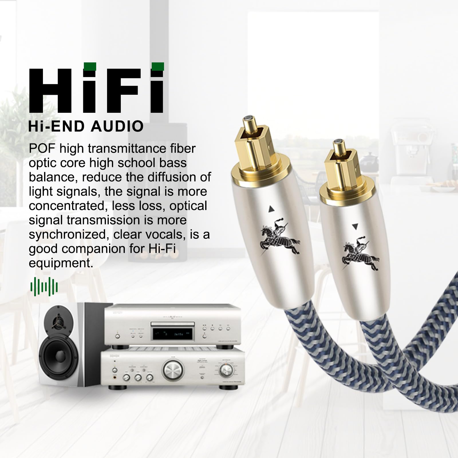 Impeto Optyczny kabel audio, optyczny kabel audio, Toslink, wtyczka pozłacana 24 K, kabel światłowodowy do soundbara, zestawu stereo, kina domowego, PS4, Xbox 2 m