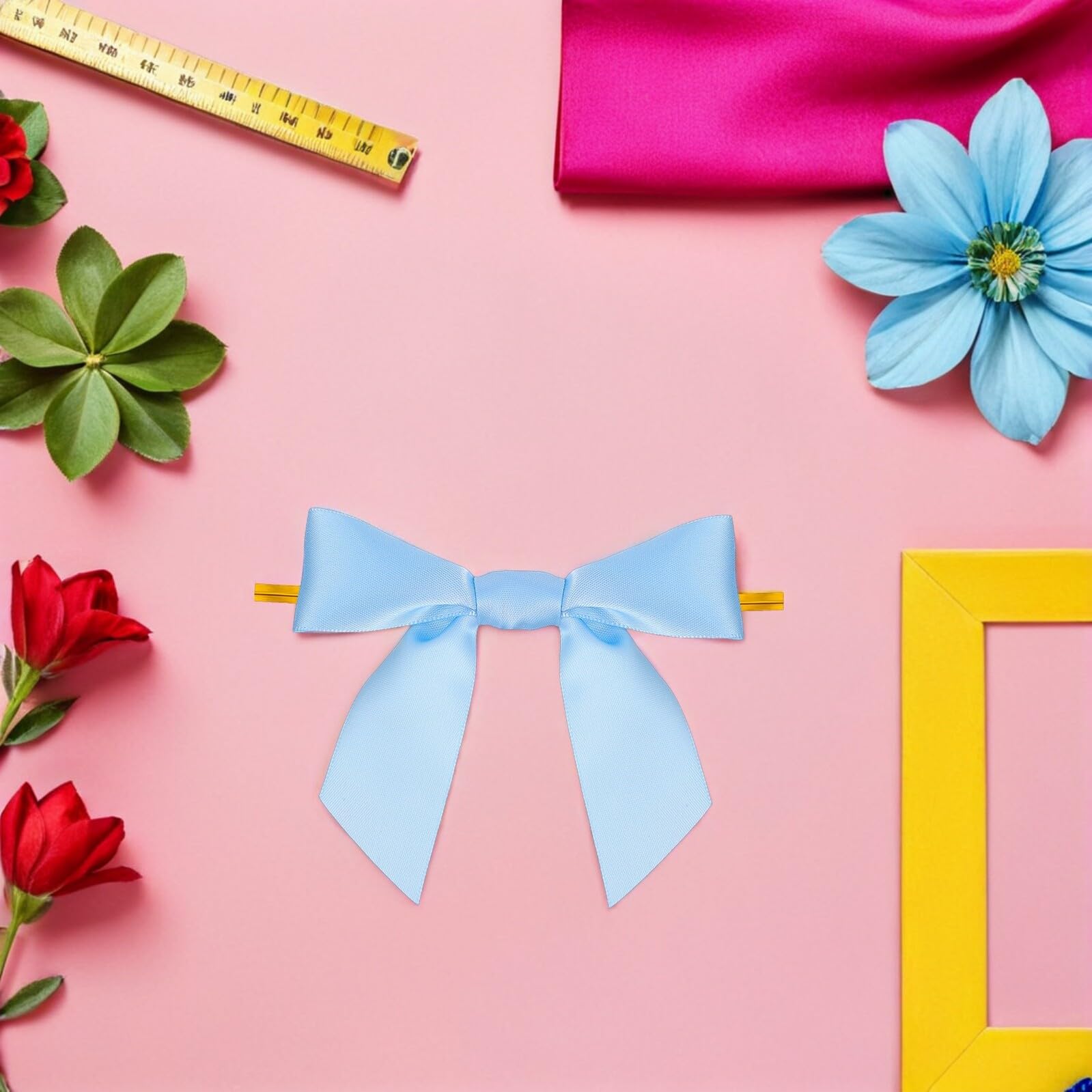 100 pezzi Fiocchi Piccoli Decorativi Azzurri per Sacchetti Regalo Fiocchetti per Confezioni Chiusura Rapida e Decorazione Elegante per Feste Matrimoni e Shower