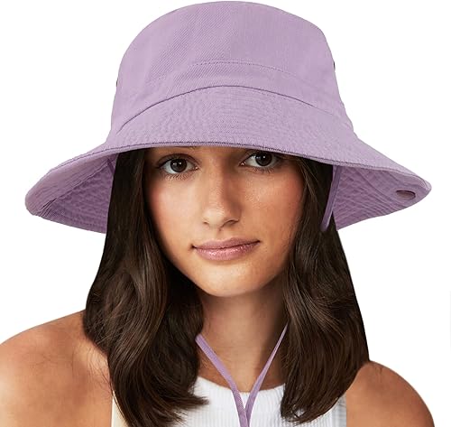 Miniatura 6 de Sombrero unisex de algodón Boonie de verano para exteriores, plegable, para pesca, sombrero de playa con cuerda para mujeres y hombres