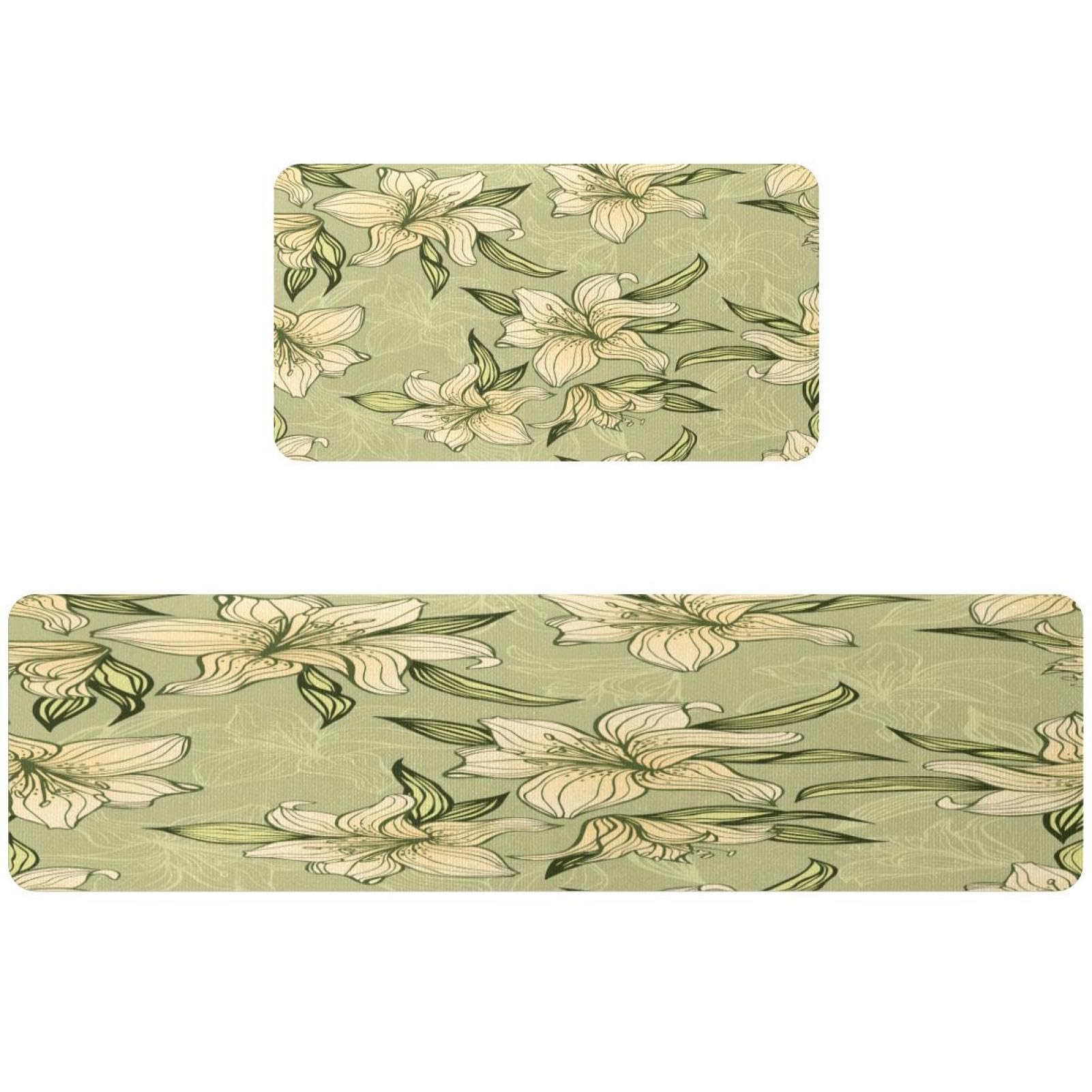 Tapis de cuisine fleurs de lys lot de 2 pour couloir et buanderie