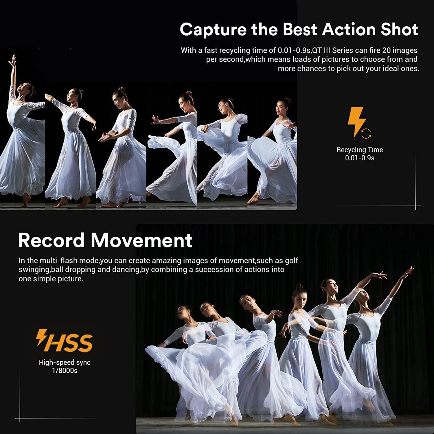 GODOX QT400III Studio Strobe Flash Light 400W GN65 1/8000s High Speed Sync Photography Lighting Built in 2.4G Wirless System 40W LED Modeling Bulb LCD Panel with M/Multi/HSS Flash Mode