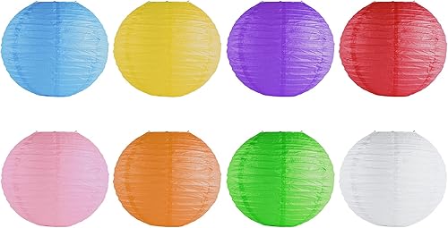Miniatura 2 de Super Z Outlet Faroles de papel colgantes chinos y japoneses coloridos de 8 pulgadas, marco de metal para lámparas del hogar, fiestas, decoración de