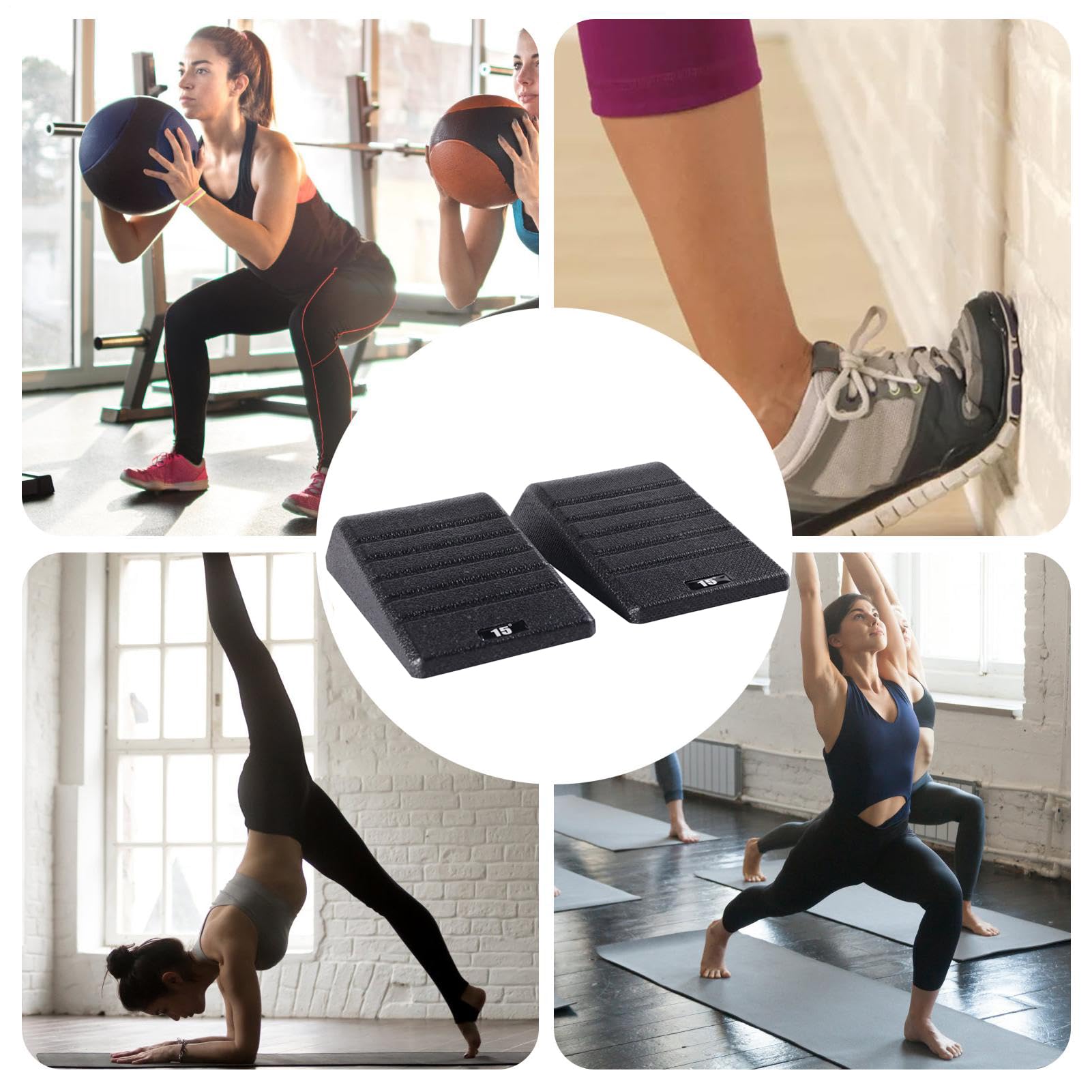 Cales de Squat | Planches Inclinées D'Étirement Des Pieds En 2 Pièces Pour Exercice | Équipement Antidérapant Pour Étirement Des Mollets Rampe Pour Salle De Sport Maison Studio Haltérophilie