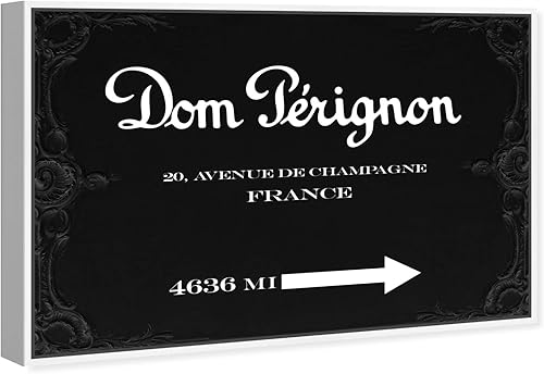 Miniatura 2 de The Oliver Gal Artist Co. Drinks and Spirits - Lienzo decorativo con texto en inglés "Dom P Road Sign Night", color negro, blanco
