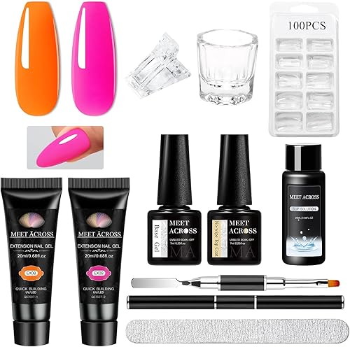 MEET ACROSS Poly Nail Gel 10Pcs Nail Extension Gel Set and Nail Extension Starte