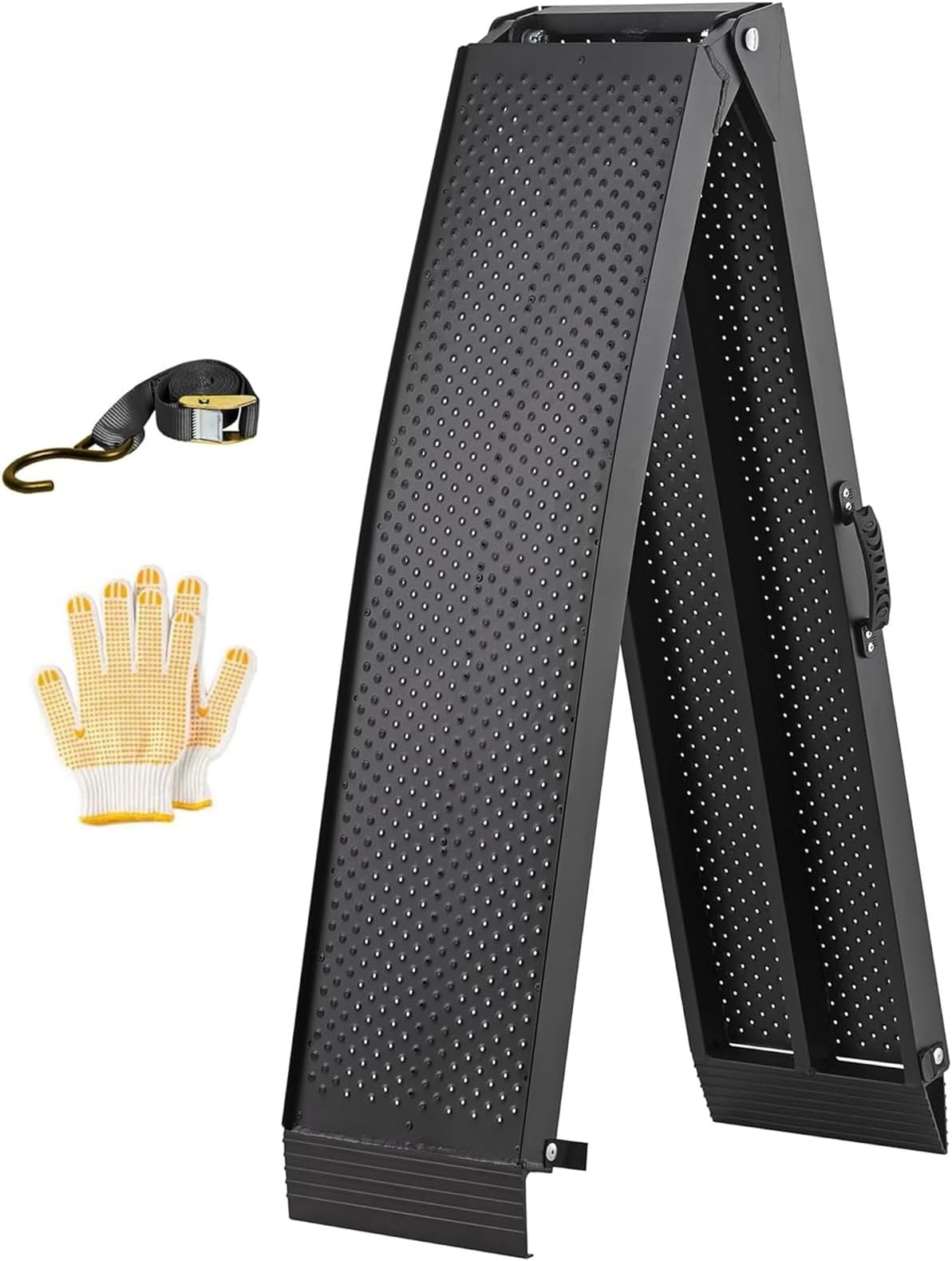 7.5FT Single Aluminum Loading Ramp, 750lbs Capacity Folding Truck Ramp, 89" L x 12" W Portable Ramp with Handle for Motorcycle, Dirt Bike, Scooter, Pickup Bed & Trailer