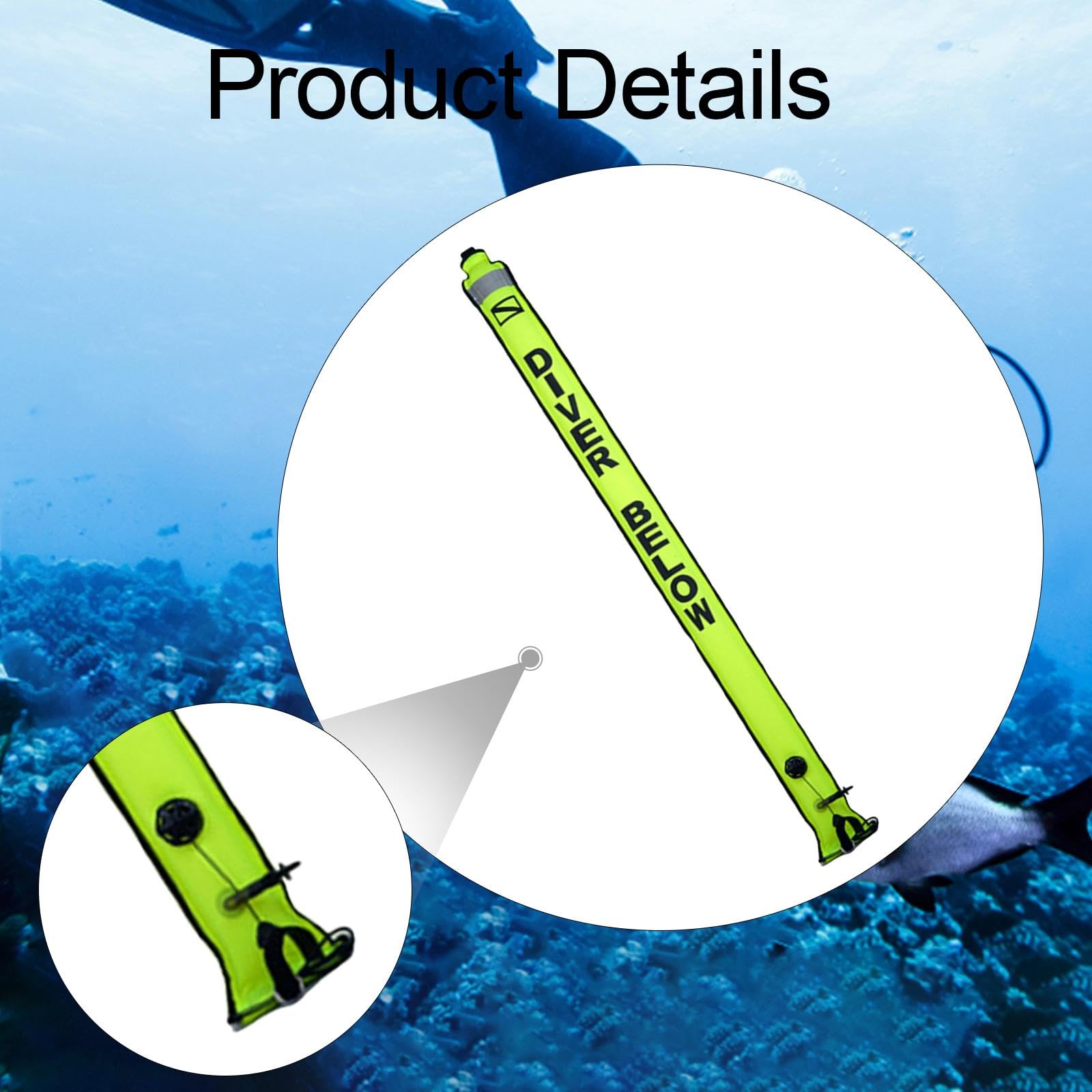 Bouée de Plongée Parachute de Palier Marqueur Flottant Tube de Sécurité Très Visible avec Bandes Réfléchissantes Adaptée pour La Plongée sous-Marine E