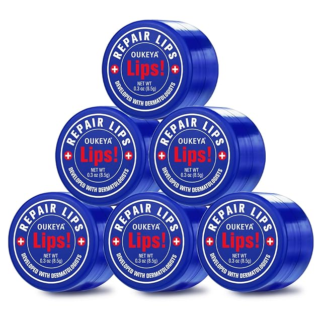 OUKEYA Lip Balm 0 25 Ounce 6Counts Medicated Lip Chapstick Medicated w Beeswax Petrolatum Peppermint Oi 100 Natural