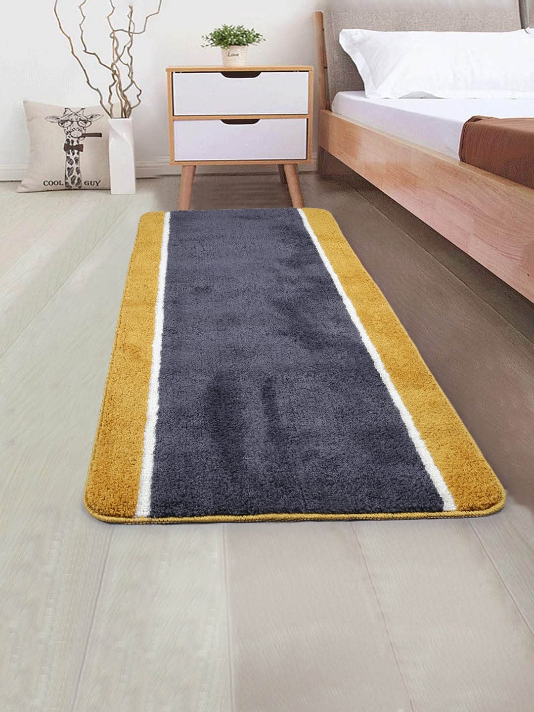 Saral Home Stripe Microfiber Durable & Washable Multipurpose Runner for Home/Kitchen/Living Area/Lobby/Office Entrance with Anti Skid Backing (Grey, 60 Cm X 140 Cm) (B08V594BXN) Amazon Price History, Amazon Price Tracker