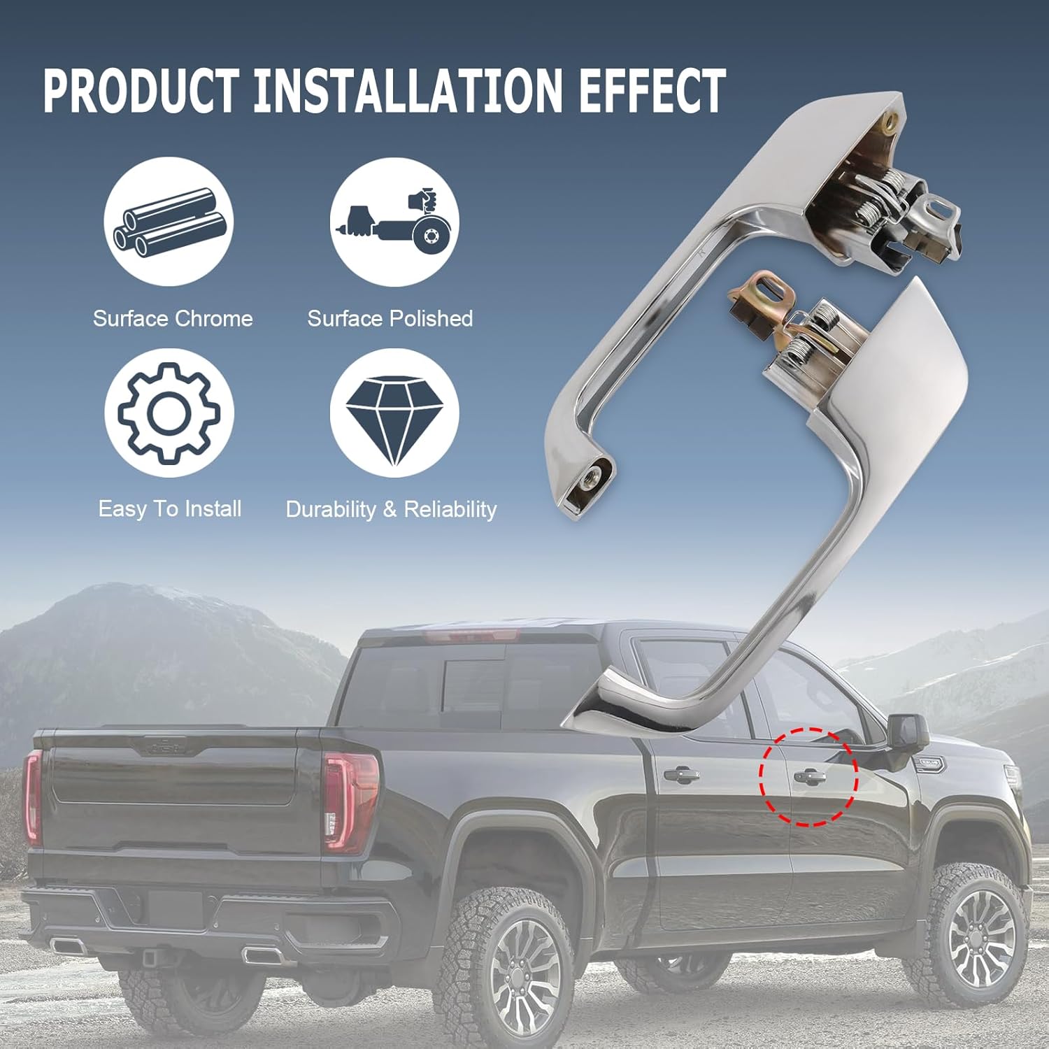 Front Driver & Passenger Side Exterior Door Handle Compatible with 1973-1991 Chevrolet C/K/R/V 10 20 30 1500 2500 3500 GMC C/K/R/V 15 25 35 1500 2500 3500 Pickup Suburban Replace# 77047, 90025