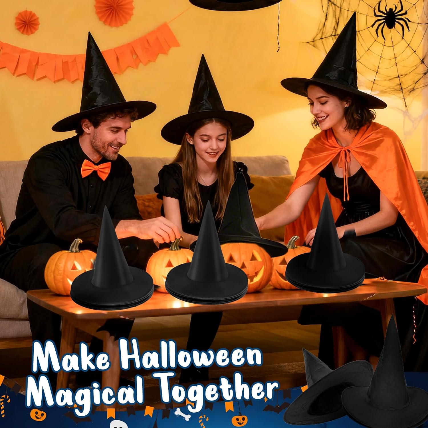 RAINFLOW Halloween Witch Hats - Black Hanging Witch Hats for Porch Decor image 4