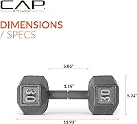 Vista 88 de CAP Barbell Mancuerna hexagonal de hierro fundido Múltiples opciones Negro