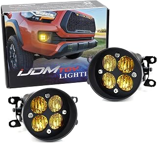 iJDMTOY 24W Yellow LED SAE Fog Lights for Toyota Tacoma Tundra 4Runner - Plug & Play Kit w/ Brackets