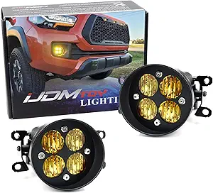 iJDMTOY 24W Yellow Lens LED Fog Light Kit with Built-In Brackets
