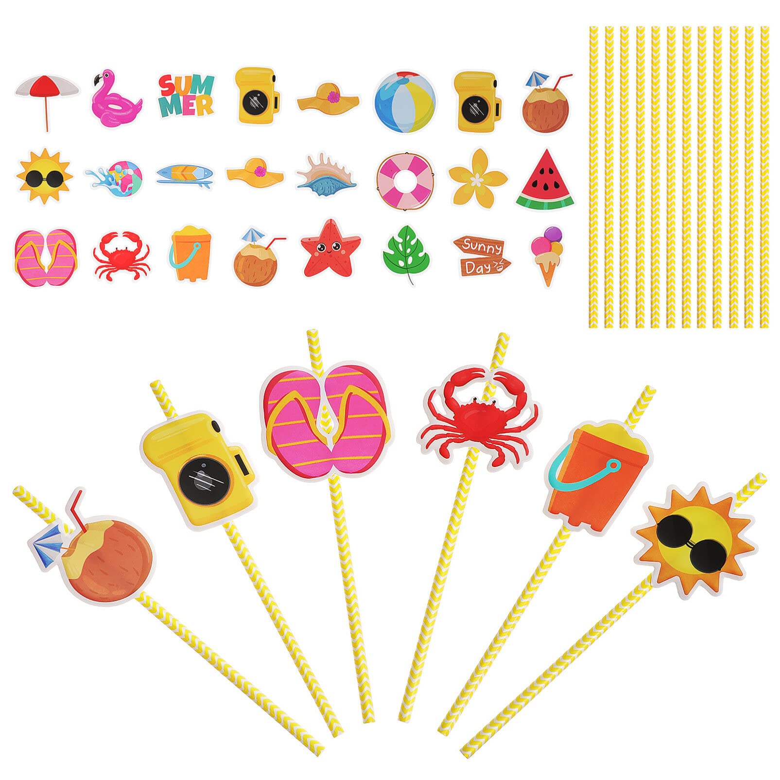 Pajitas de papel hawaianas para cócteles y suministros de decoración de fiestas Luau