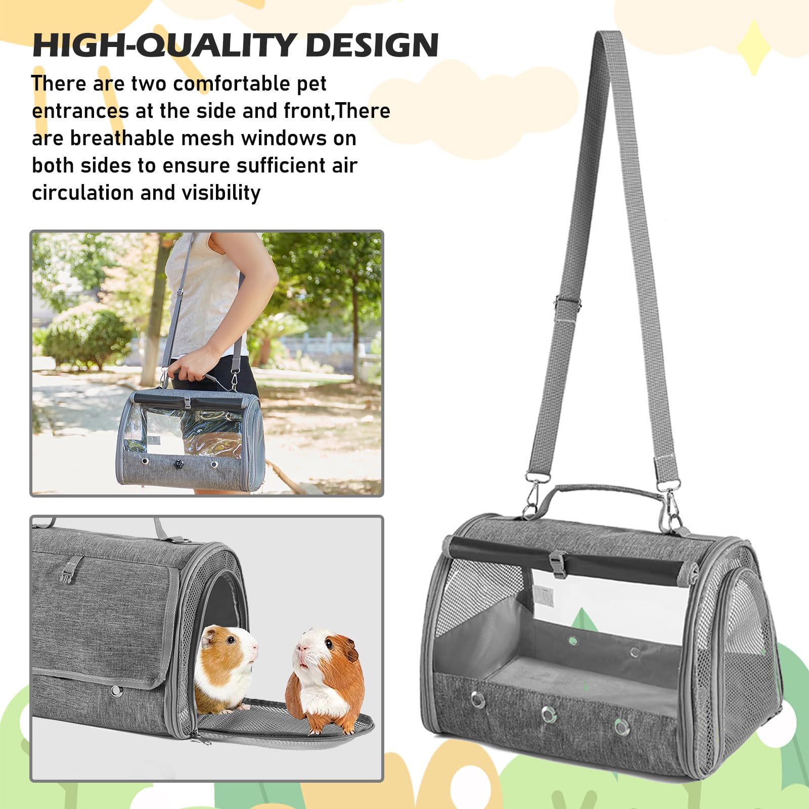 Petit sac de transport pour animal de compagnie avec coussin, sac de transport pour petit animal, boîte de transport pour chat avec ouverture latérale, sac de transport pour cochon d'Inde, boîte de