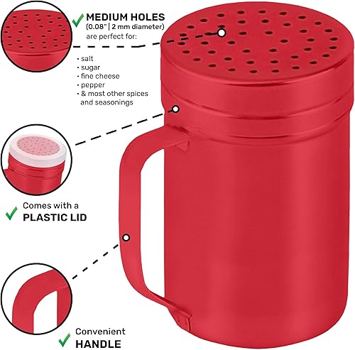 Miniatura 69 de CUSINIUM Salero de metal y pimienta, con asa, condimentos y especias con agujeros y tapas, 10 onzas, 2 piezas, estilo: mediano plateado,Negro