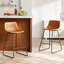 HeuGah Bar Stools Set of 2 with Backs, Modern Bar Stools for Kitchen Island | 4 leg Sturdy Bases, Reduces Tipping Risk, Easy assembly, Built for Heavy Daily Use, Add a Cozy Feel, Space Saving
