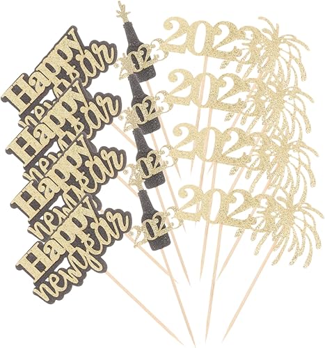 FELTECHELECTR 40pcs 2023 Cake Inserts 2023 Cake Picks Dessert Topper Cheers to 2023 Cake Picks Happy New Year Cake Decorations Christmas Ornament