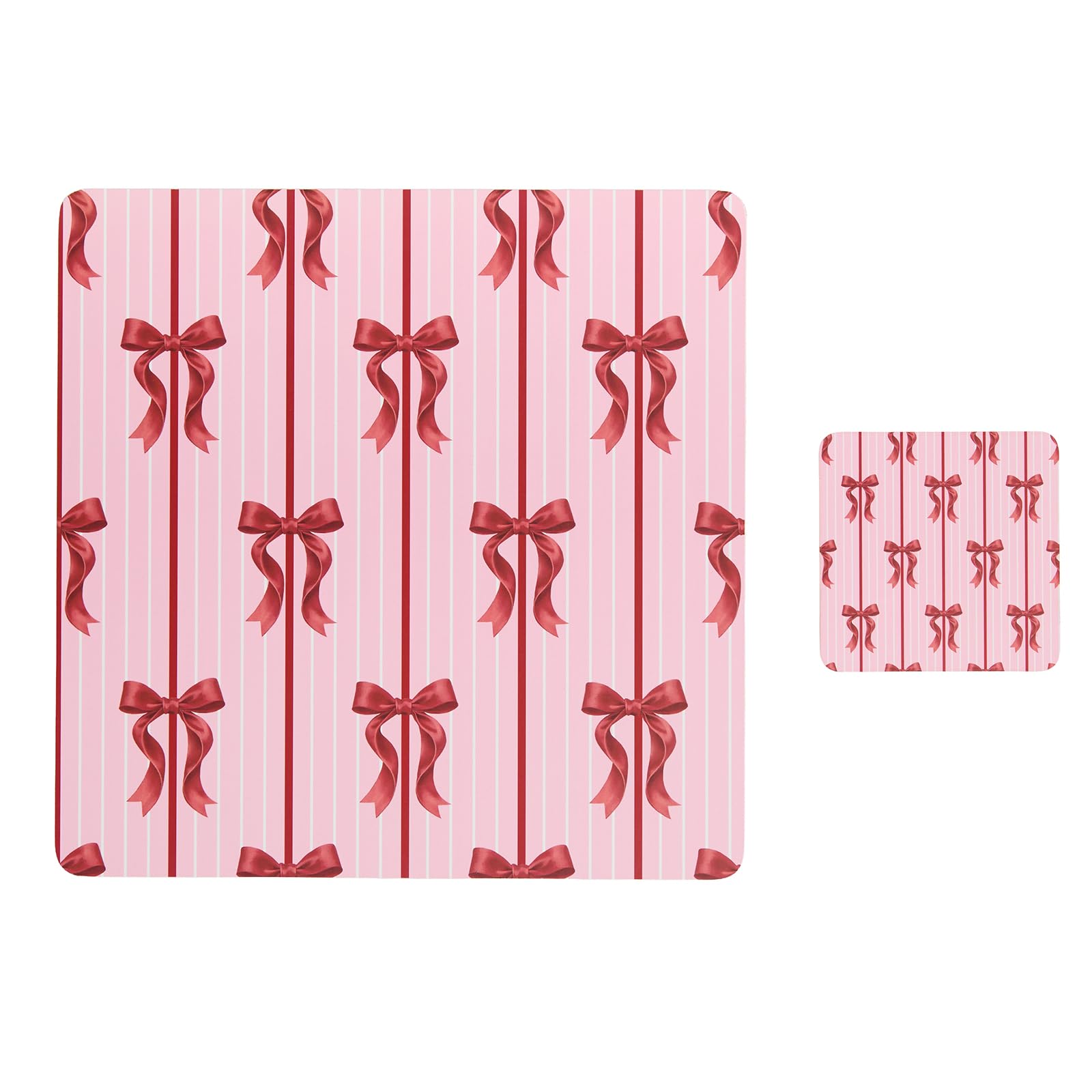 OHS Bow Placemats and Coasters Set Table Mats Set of 4, Bows - Pink