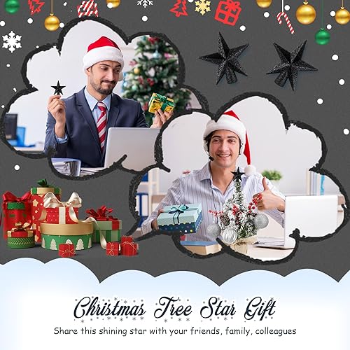 Miniatura 4 de Hanaive Decoración para árbol de Navidad para el día de San Valentín, mini estrella para árbol de Navidad, decoración del hogar (negro brillante,