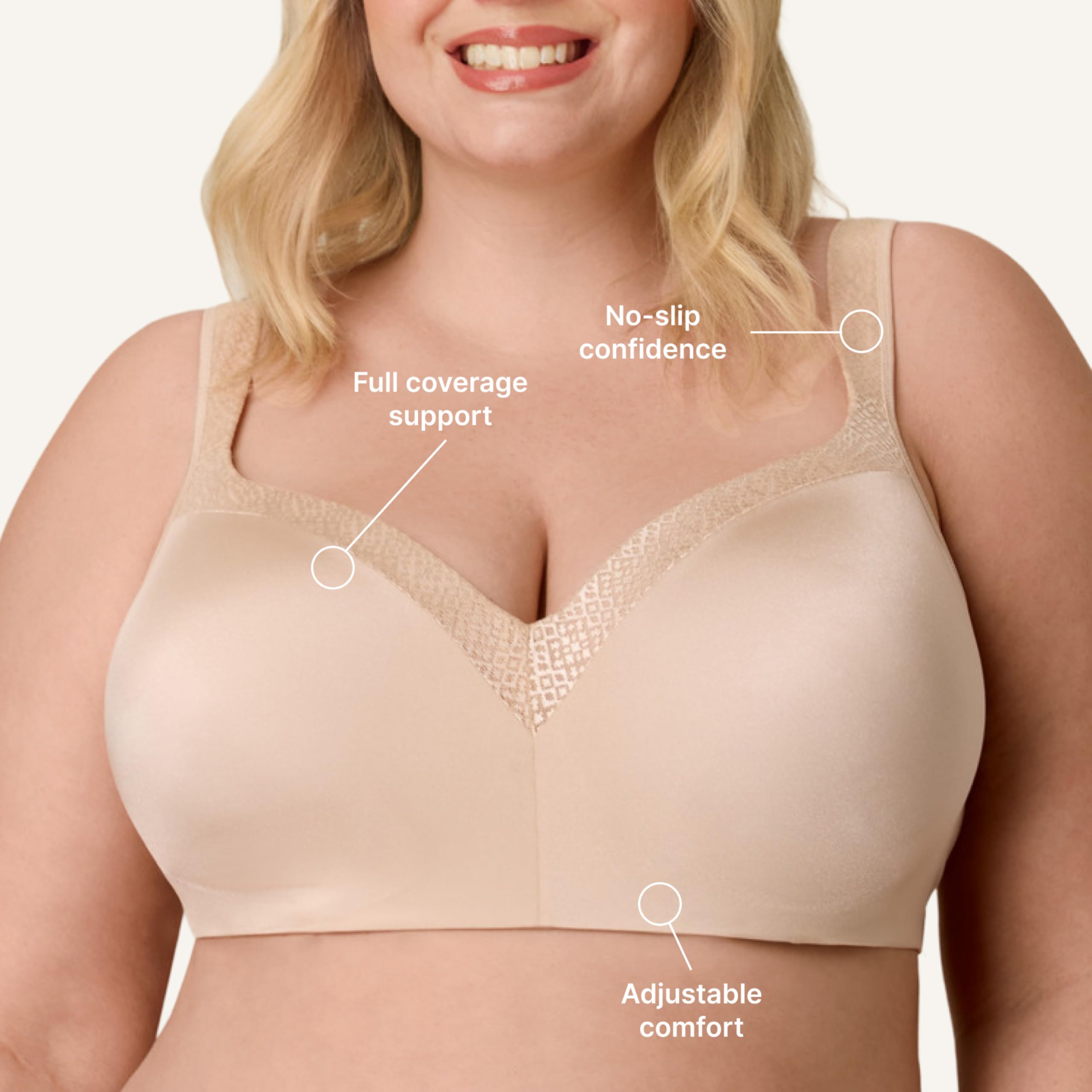Playtex Balconette Underwire Bra, Plus-Size Bras Available, Full Coverage, Moisture-Wicking, 4802 Reggiseno a t-Shirt Donna (Pacco da 1)