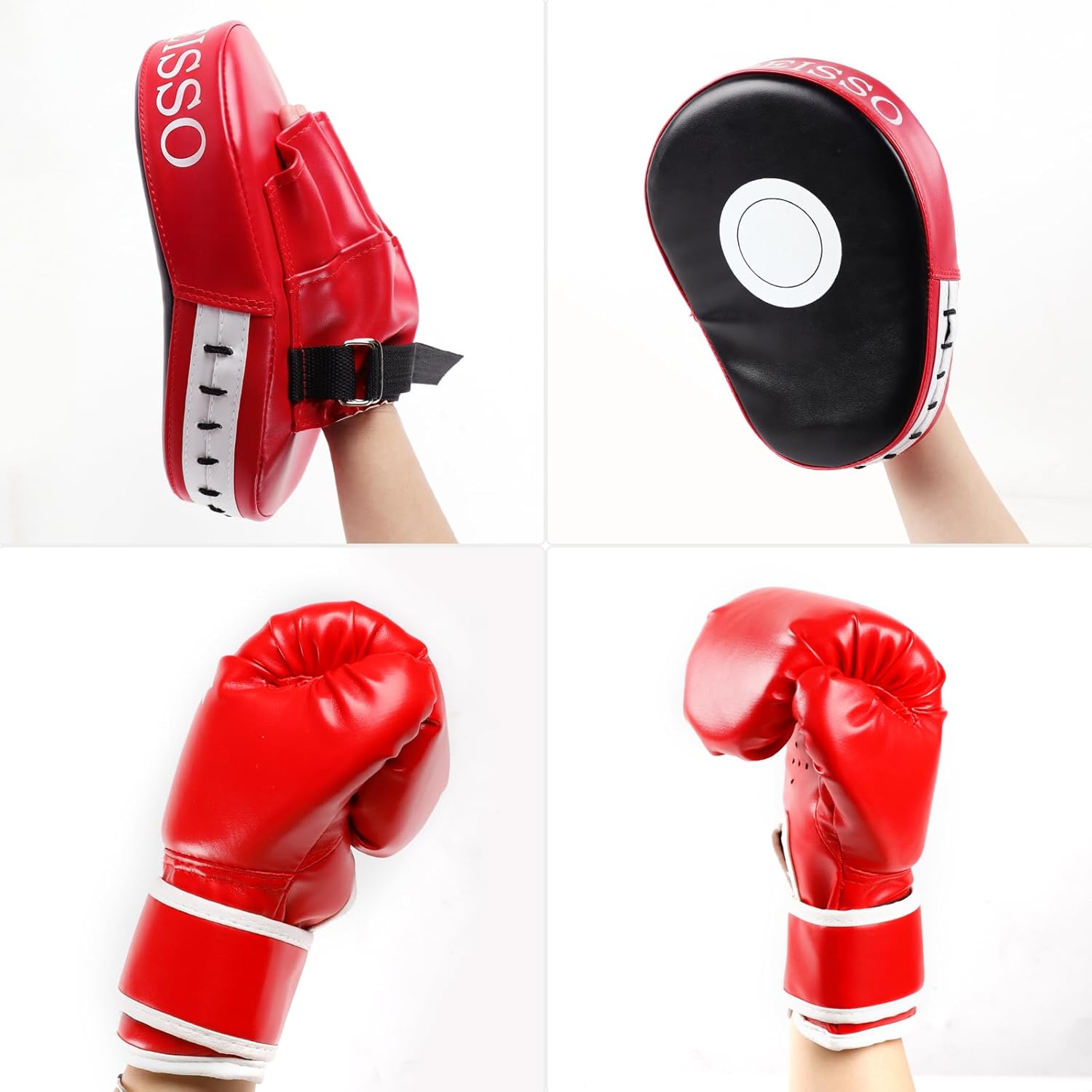 3-in-1 Boxing Equipment Punching Gloves Mitts Kick Pack Set for Kids Karate Mitts Pad for Beginners Arm Pad for Children Boxing Gloves for Muay Thai, Taekwondo, MMA Training, Gift for Kids Toddlers