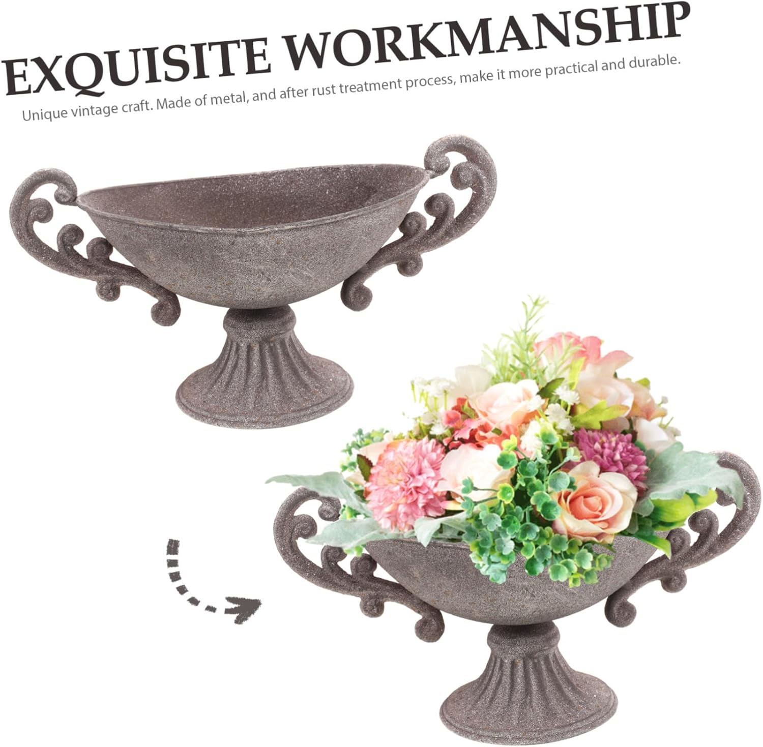 Flowerpot Flowers Vases for Centerpieces Indoor Plant Pot Galvanized Planter Pot Plant Planter Indoor Metal Planters for Outdoors Urn Outdoor Pots Golden Iron Vintage Plant Basket