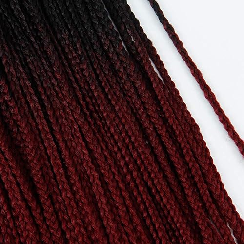 Miniatura 8 de Paquete de 6 paquetes de trenzas de ganchillo de pelo sintético preenrollado con ganchillo, 22 pulgadas (rojo vino degradado, 22 pulgadas)