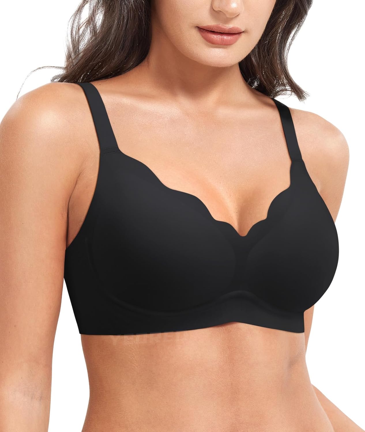 YEOREO Womens Wireless Bras Push Up Full Coverage Bra No Underwire Seamless Comfortable Scalloped Supportive Bralette