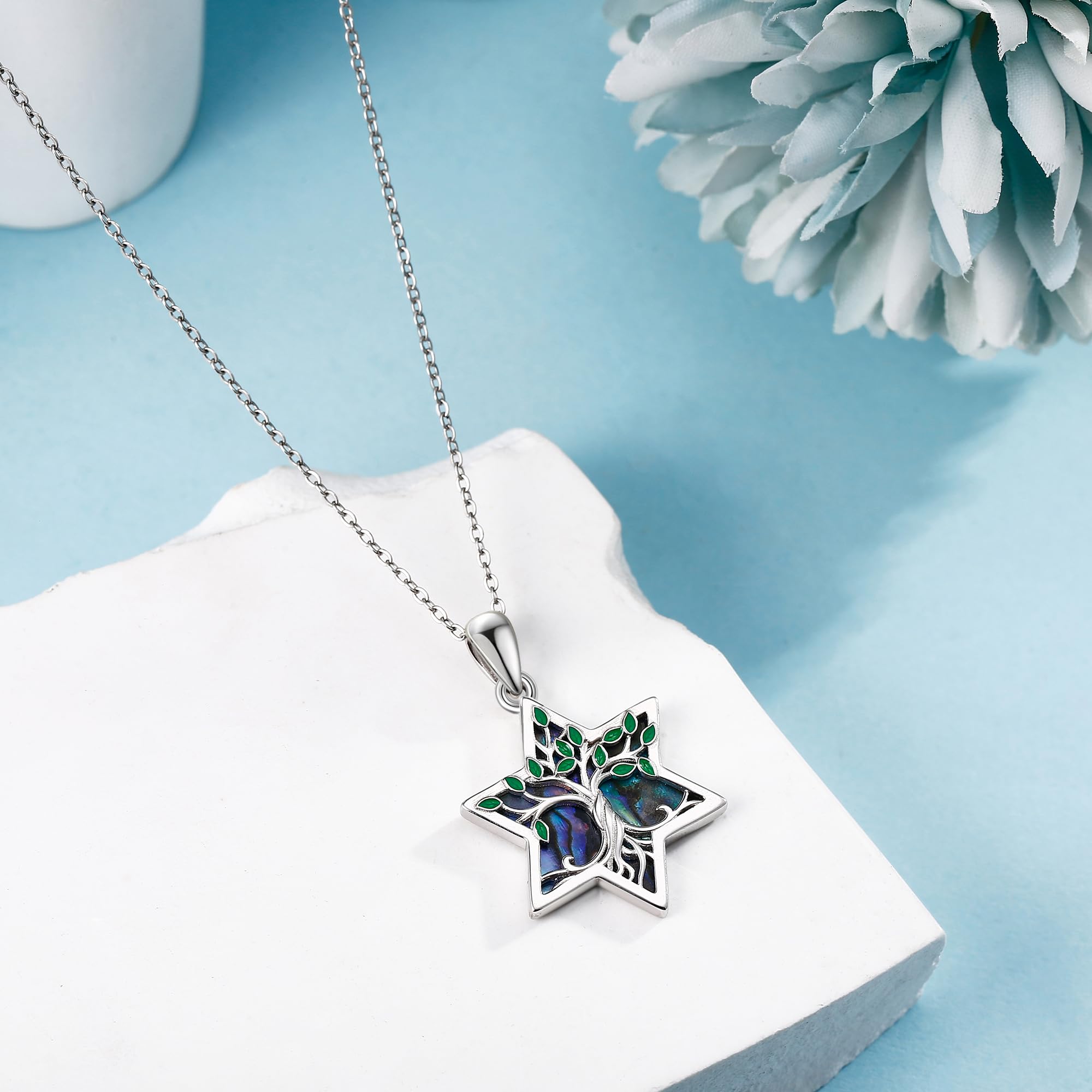URONE Collana con stella di David, in argento 925, con ciondolo a forma di stella ebrea, regalo religioso per donne e uomini, 22 mm, Argento sterling, Non pietra preziosa