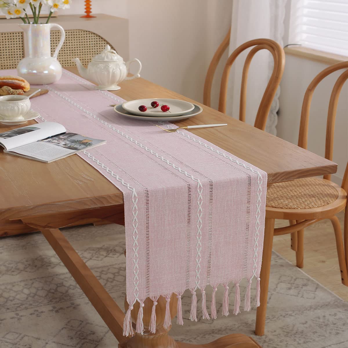 Runner Da Tavola Runner Da Tavolo Farfalla Colorata In Stile Giapponese Con Nappa Lunga Cotone Resistente Al Calore Tovaglia Tovaglia Bandiera Per La Festa Nuziale Tavolino Decorazioni Per La Casa, 30