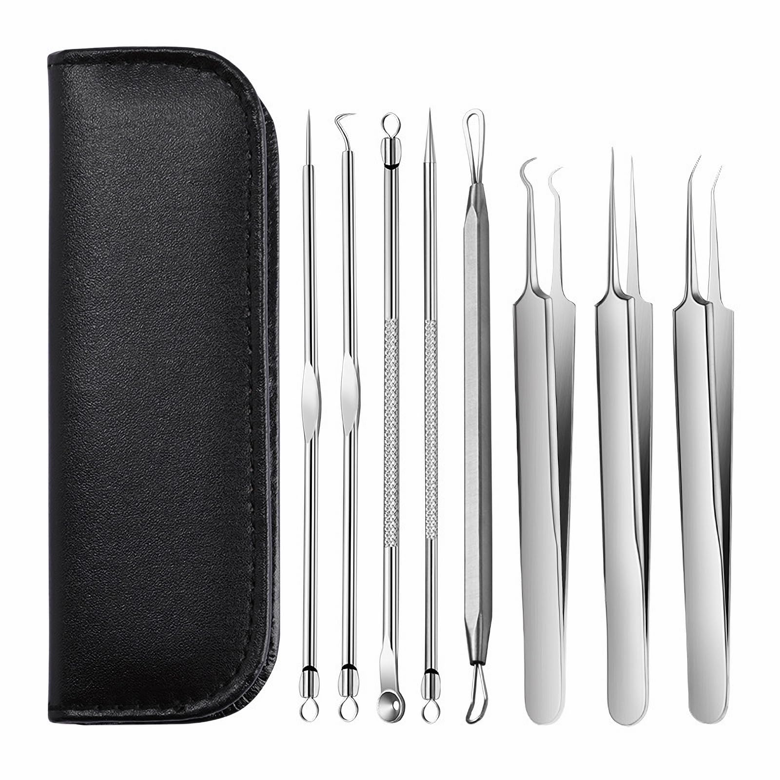 Pimple Popper Tool Kit, 8 PCS Blackhead Remover Tools Comedone Extractor Tool Acne Removal Kit for Nose Face Skin,Professional Stainless Pimple Acne Blemish Removal Tools Kit
