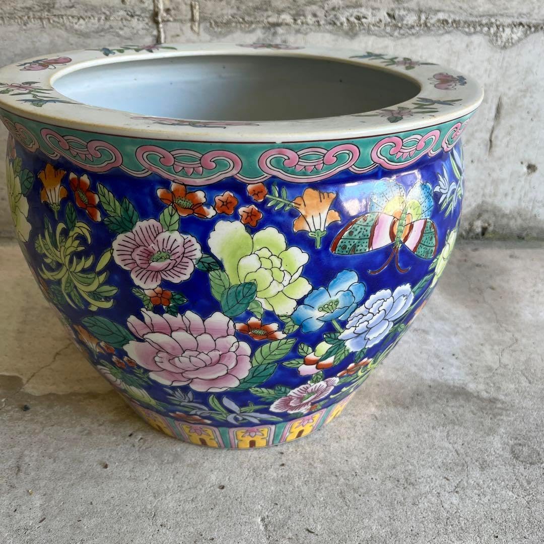骨董 大型 古伊万里 伊万里 火鉢 十錦手 色絵 鉢カバー 睡蓮鉢 メダカ 金魚 骨董 大型 古伊万里 伊万里 火鉢 十錦手 色絵 鉢カバー 睡蓮鉢