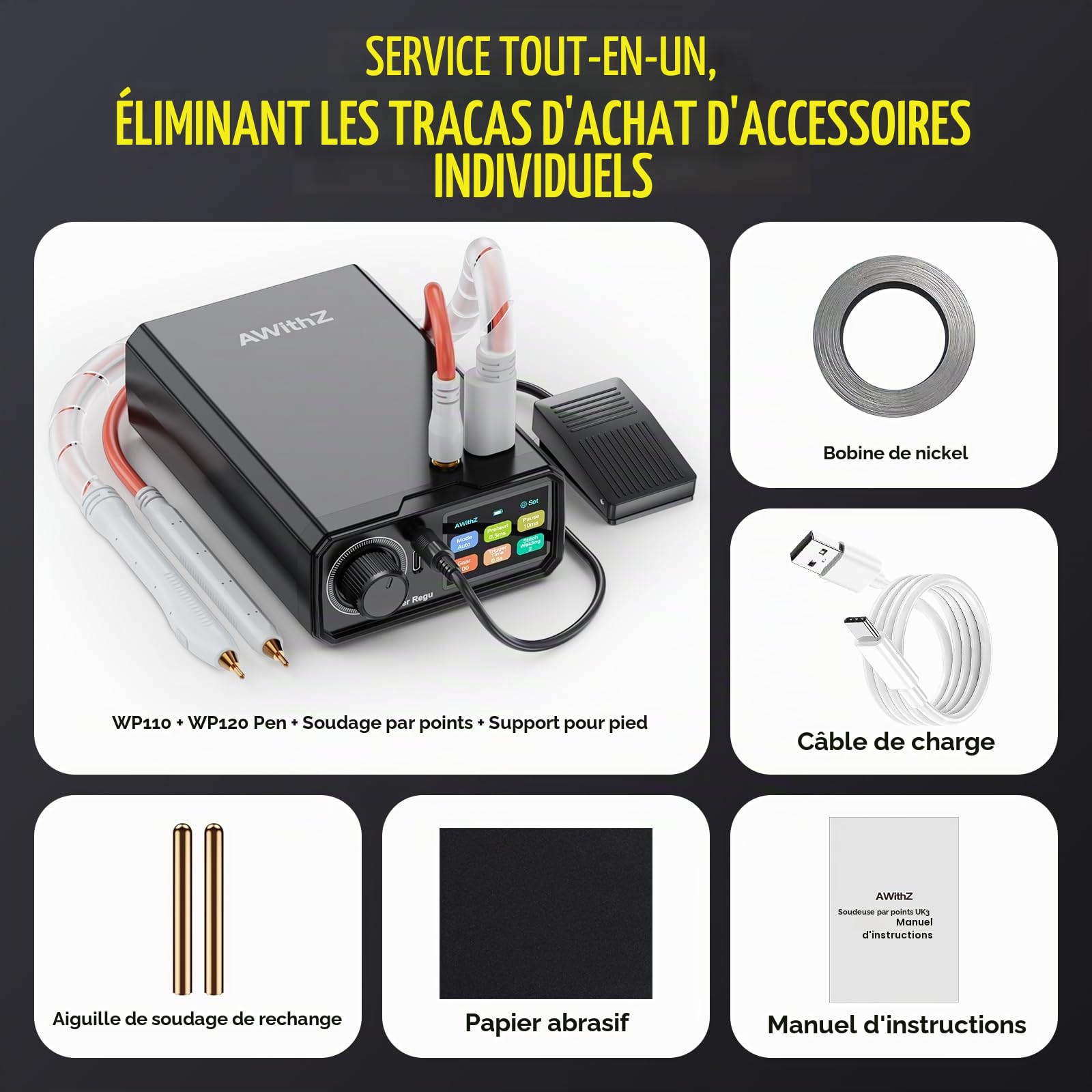 UK3 Poste à souder sans fil 9000W 10000mAh Commande à bouton rotatif, 100 vitesses, commande à pédale, machine de soudage par points 0,1-0,3mm pour la fabrication de batteries DIY