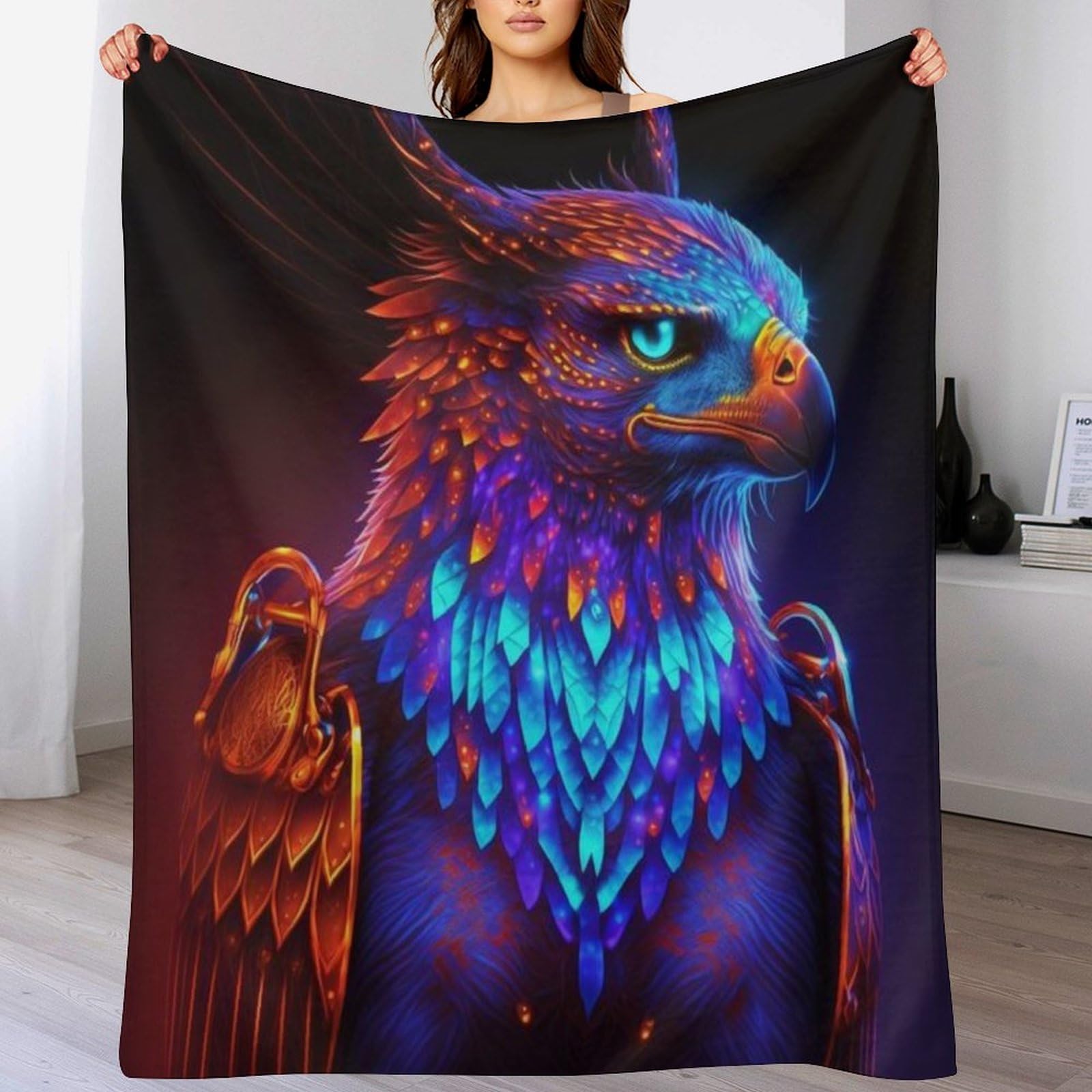Plaid doux et chaud effet velours avec couverture polaire aigle facile à nettoyer