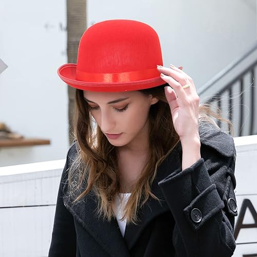 Miniatura 6 de GEMVIE Sombrero clásico de fieltro negro Derby ligero sombrero de boliche novedad sombrero de disfraz para fiestas