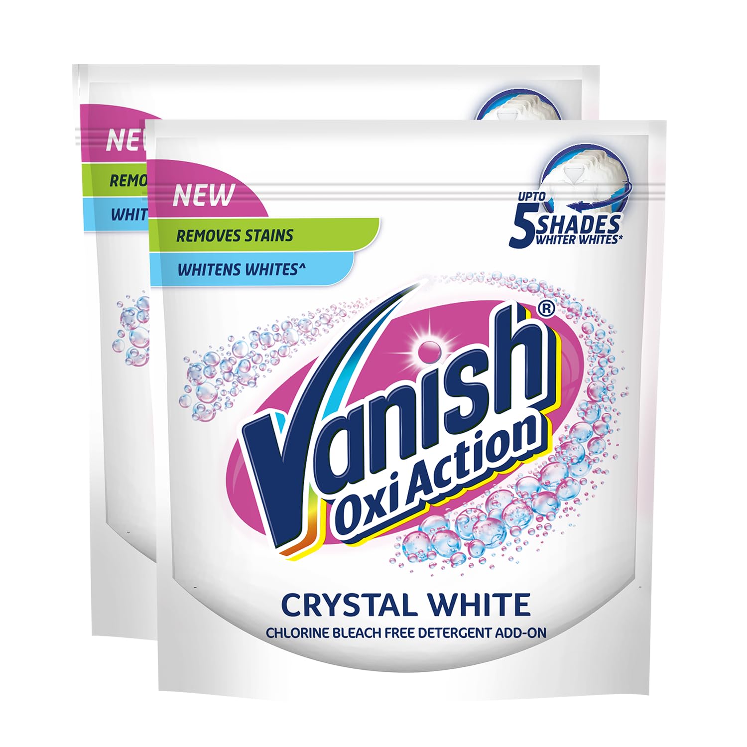 Crystal White 400 Gm (Pack Of 2),Fabric Whitener|Detergent Add-On Powder|Whites like new|Instant Stain Remover|Chlorine Bleach Free|Suitable With All Washing Detergent Powders And Liquids