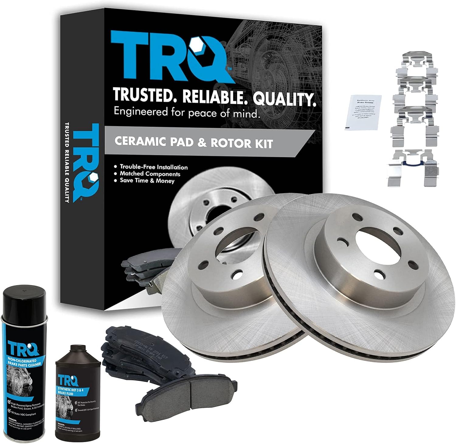 TRQ Front Brake Pad & Rotor Kit Brake Chemical Kit Brake Pads Brake Rotor Ceramic Compatible with 2001-2003 Ford Explorer Sport 2001-2005 Explorer Sport Trac 2003-2011 Ranger 2003-2009 Mazda B4000