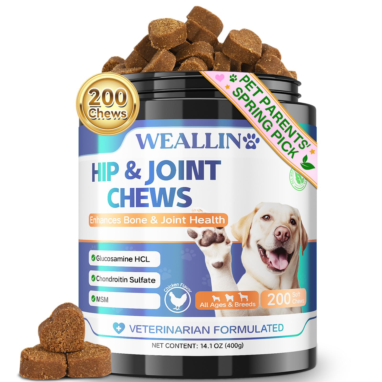 Joint Supplements For Dogs - Dog Joint Supplements 200Pcs Hip & Joint Care For Dogs Joint & Hip Treats with Glucosamine & Chondroitin, MSM, Lipid Mussels Joint Care Chews For All Breeds Chicken Flavor