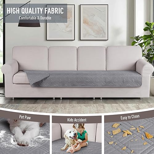 Miniatura 4 de TAOCOCO Funda de cojín de sofá 100% impermeable, reversible, para perros, mascotas, funda de sofá para sofá modular en forma de U, protector de