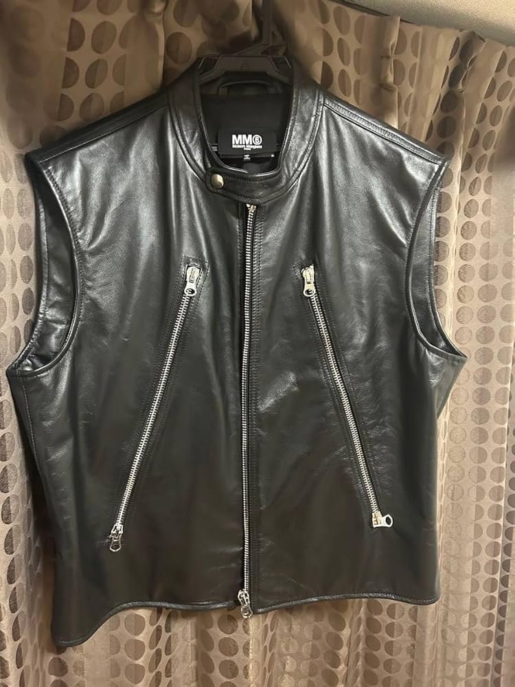 MM6 Maison Margiela レザーベスト 八の字ライダース