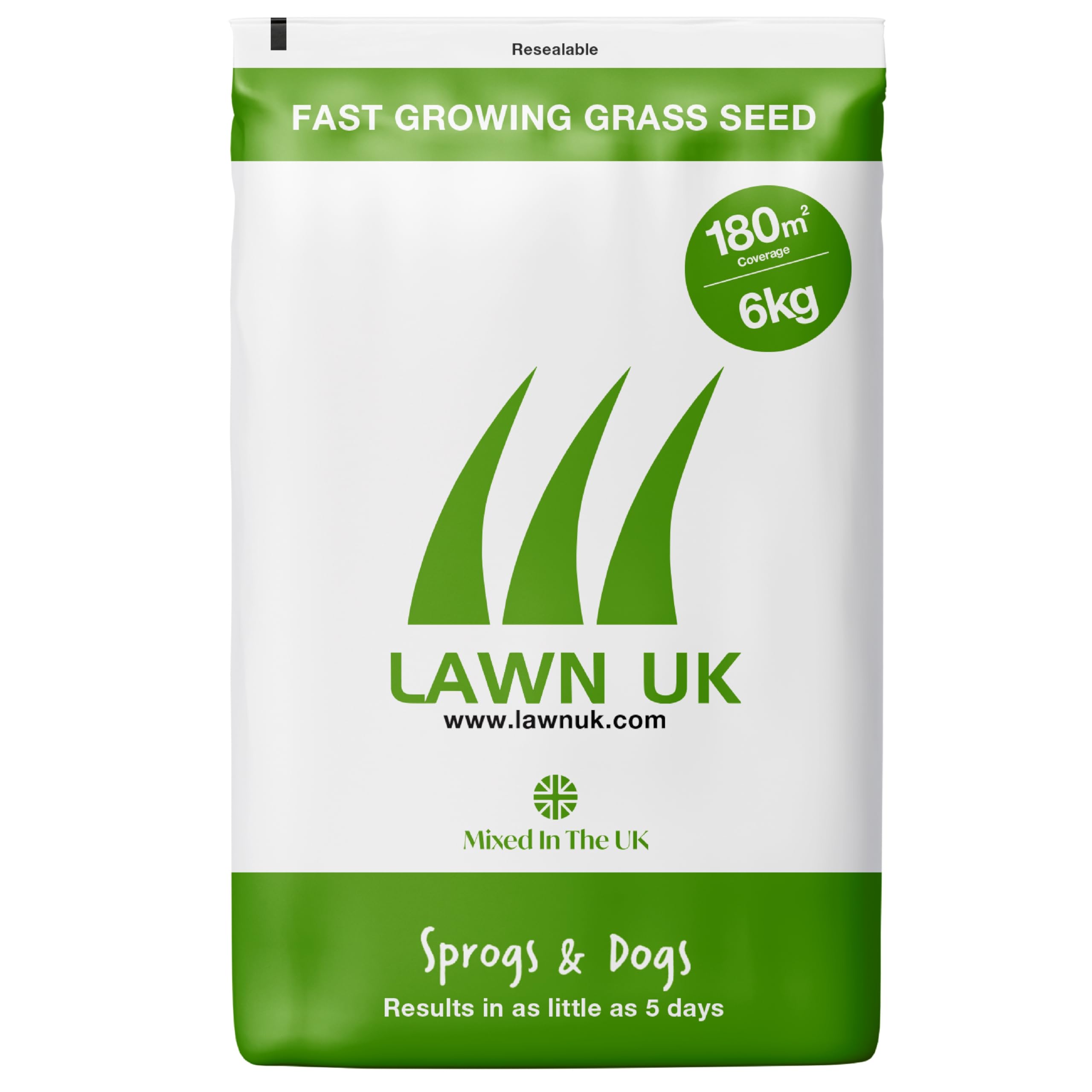 Lawn UK Hardwearing Grass Seed - Sprogs & Dogs Grass Seeds Fast Growing - 4kg up to 120sqm Coverage - Ideal for Family Lawns - Super Durable Perfect for Children & Pets — image 1