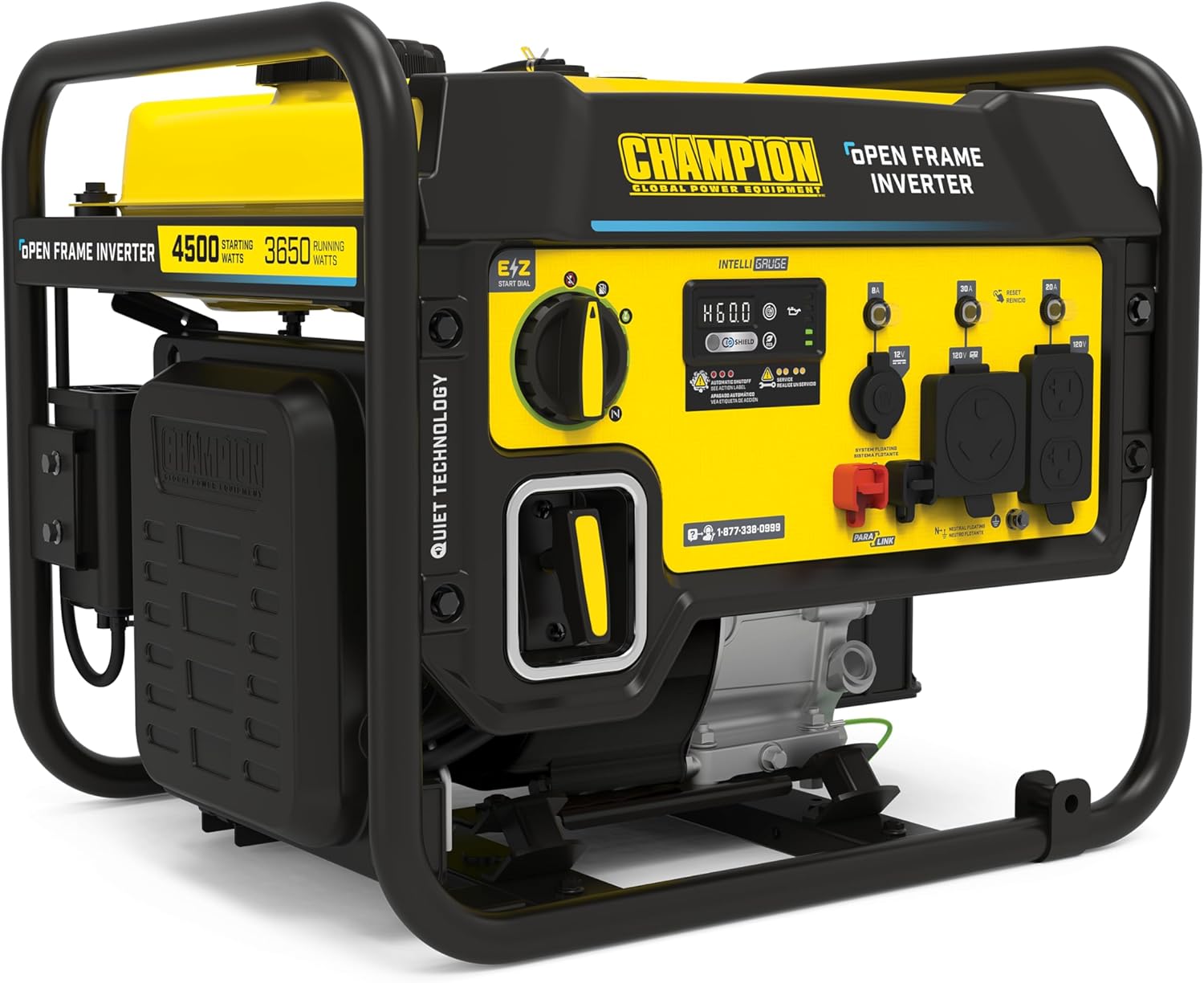 Champion Power Equipment 4500-Watt RV Ready Portable Open Frame Inverter Generator with Quiet Technology CO Shield