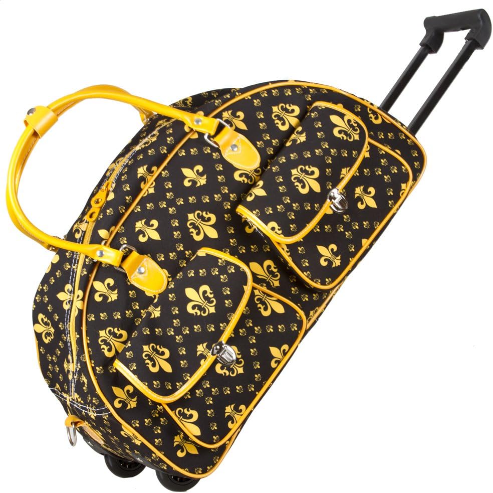 Ever Moda Fleur de Lis Rolling Duffle Bag