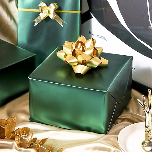 Miniatura 4 de RUSPEPA Papel de regalo verde bosque, papel de regalo de Navidad, papel metálico mate, rollo de papel de regalo verde oscuro para bodas, cumpleaños,