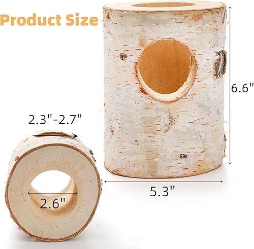 Miniatura 2 de Lyellfe Túnel de escondite de hámster de madera natural, juguete de escalada de tubo de ratón, decoración de tronco de árbol hueco, refugio de