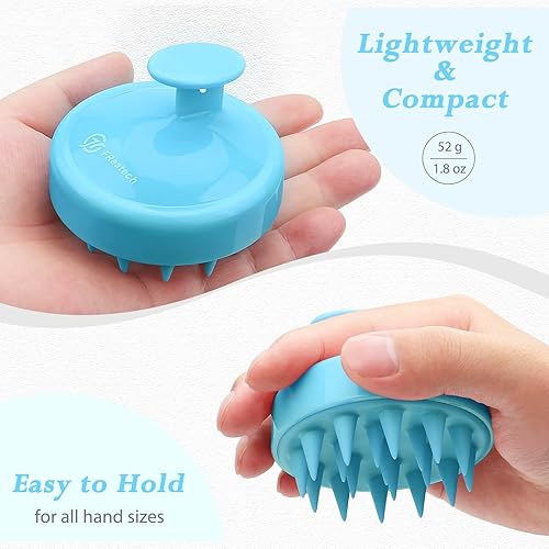 Miniatura 2 de FREATECH Cepillo de champú masajeador de cuero cabelludo con cerdas de silicona largas y flexibles para el cuidado del cabello y la relajación de la