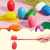 Vista 4 de JOYIN 24 PCS Easter Egg and Spoon Race Game Set, 12 Players Carnival Egg and Spoon Relay Game for Kids & Family Activity Holiday Outdoor Yard Easter
